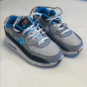Nike Air Max Kids Sneakers in Gray and Blue with Orange Accents